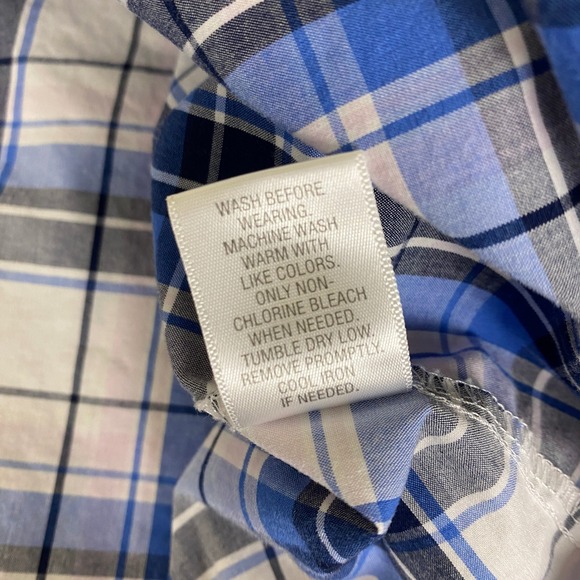 Croft & Barrow Button Down Shirt Men's Size XL Blue Easy Care Plaid Short Sleeve - Picture 6 of 12